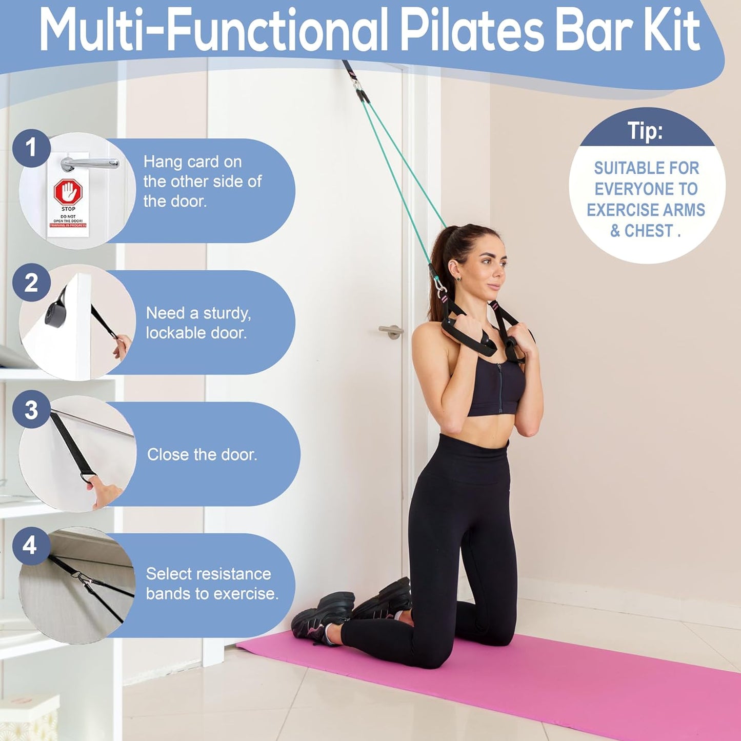 Upgraded Pilates Bar Kit – 39” Adjustable Exercise Equipment for Men, Women with 6X 20, 30, 40 lbs Resistance Bands with Adjustment Buckle – Pilates Equipment for Home Workouts for All Fitness Levels