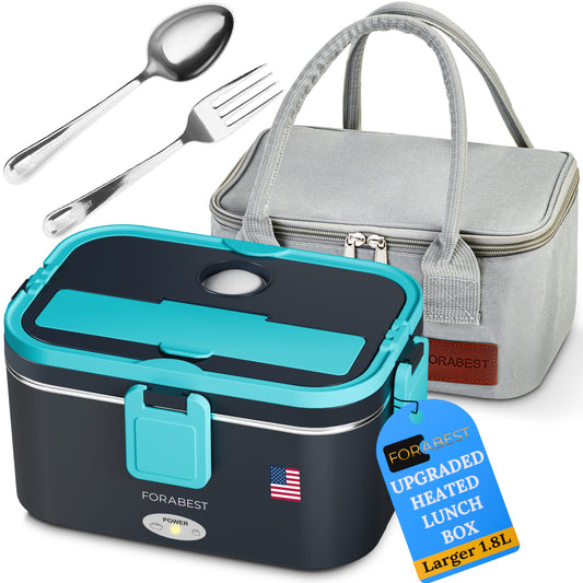 FORABEST 1.8L Electric Lunch Box- Larger Upgraded 50W - Dark Grey-Green