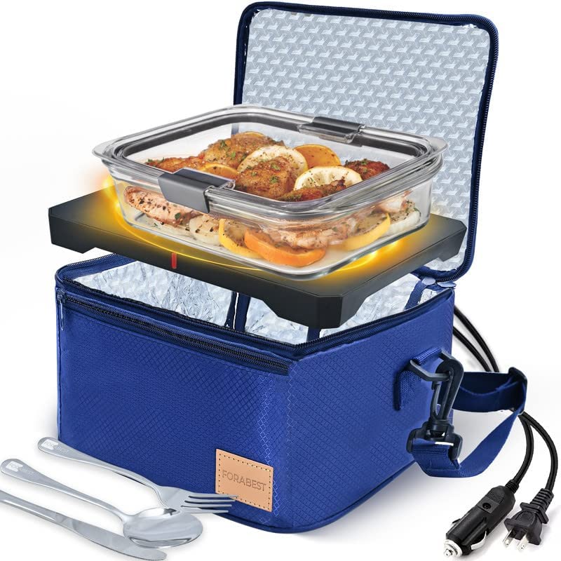 FORABEST Portable Microwave Food Warmer - 12V, 24V, 110V Fast Heating in Car, Truck, Travel, Camping, Work