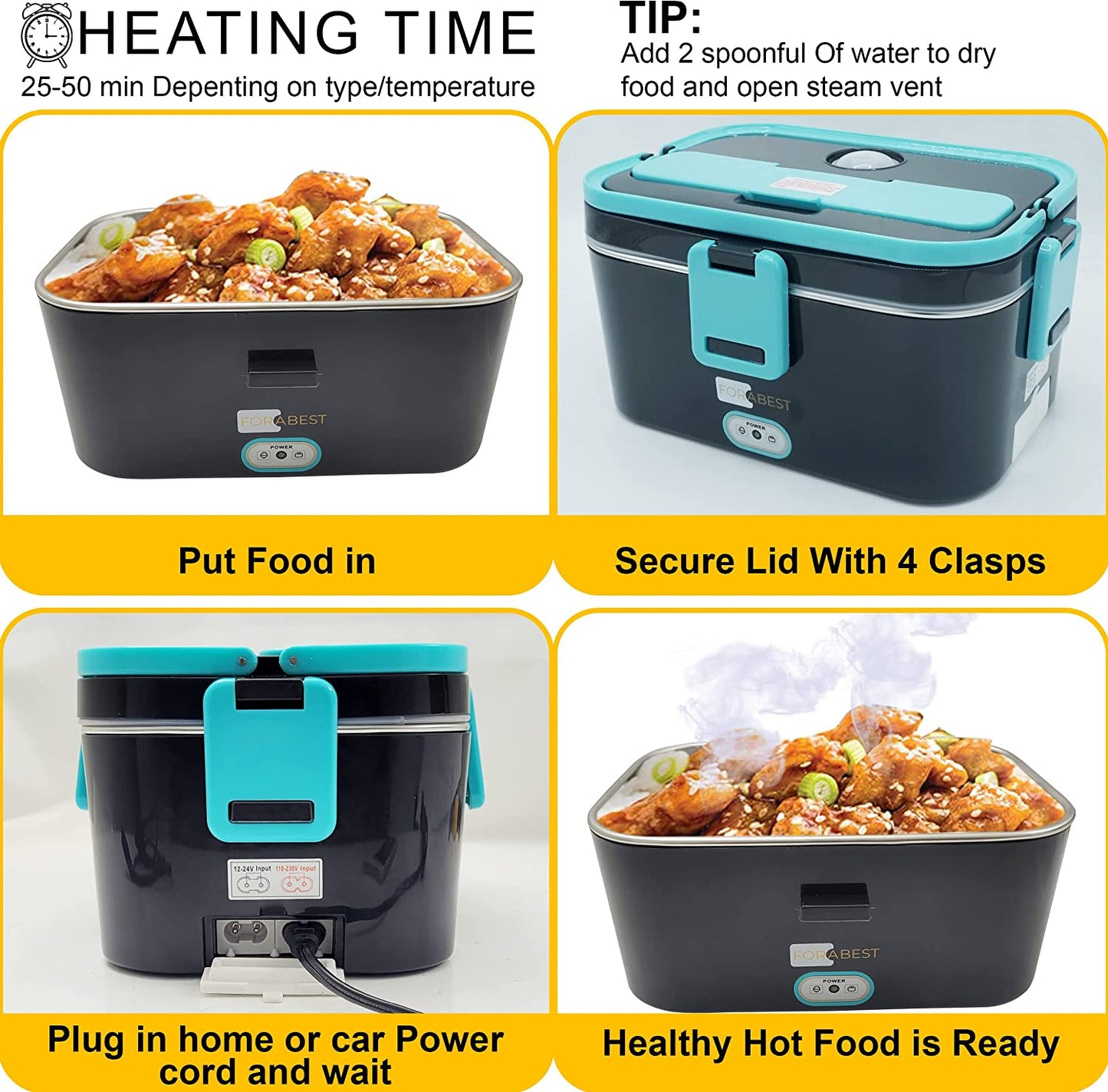 Electric lunch box for car,home,office-portable food warmer heater