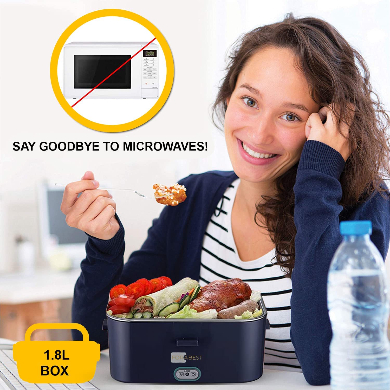 1.8L Portable Electric Hot Heated Heating Lunch Box Car Microwave Oven With  Bag