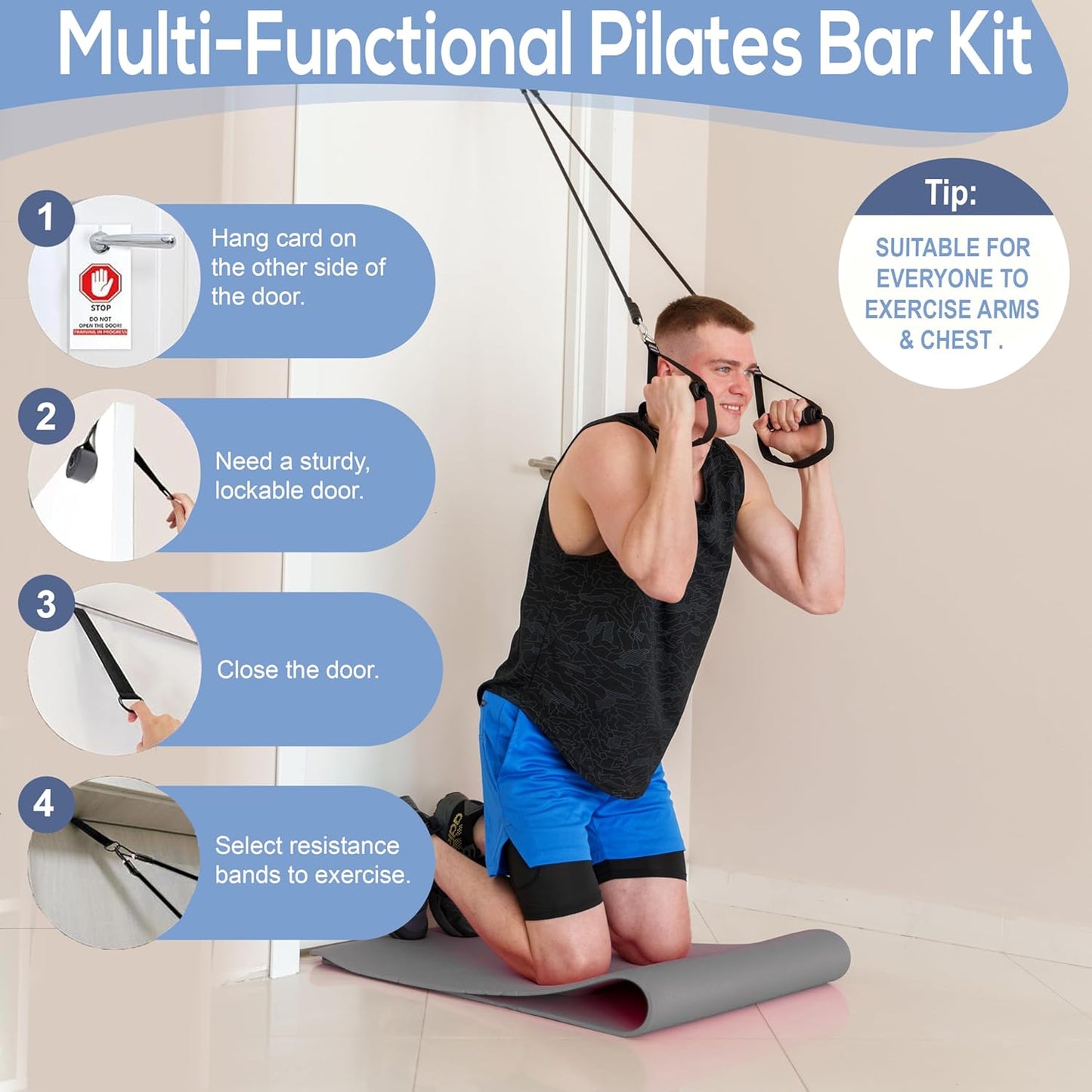 Upgraded Pilates Bar Kit – 39” Adjustable Exercise Equipment for Men, Women with 6X 20, 30, 40 lbs Resistance Bands with Adjustment Buckle – Pilates Equipment for Home Workouts for All Fitness Levels