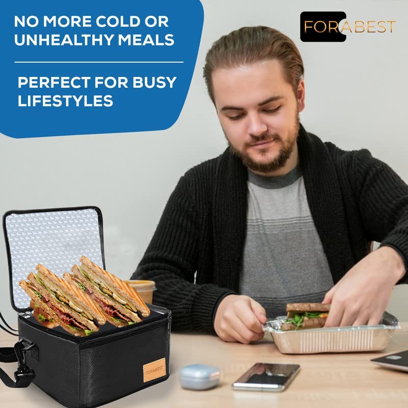 FORABEST Portable Microwave Food Warmer - 12V, 24V, 110V/220V Fast Heating Portable Food Warmer Lunch Box, Personal Portable Oven Electric Lunch Box