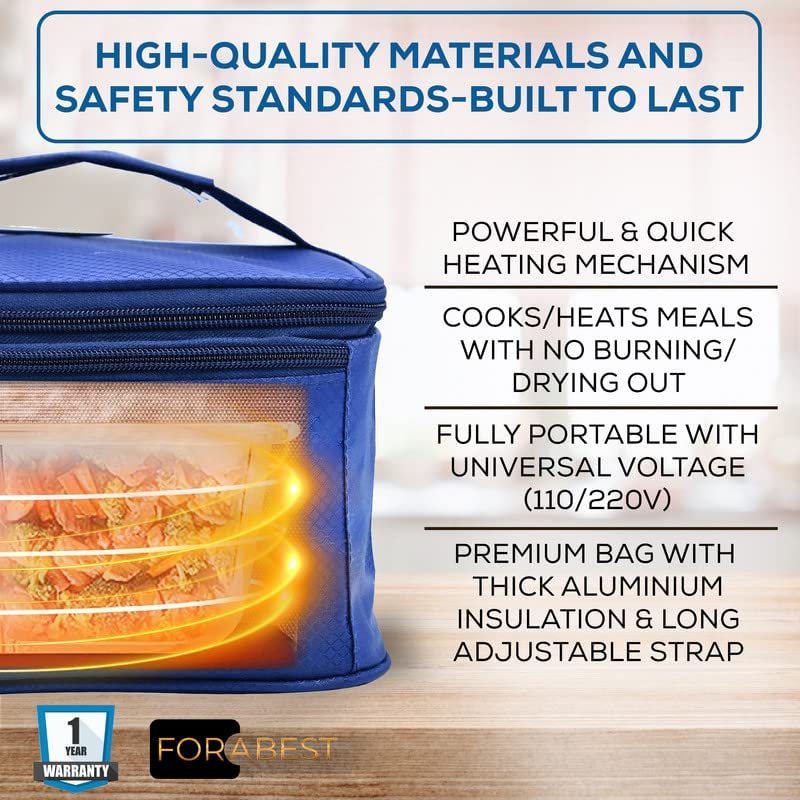 FORABEST Portable Microwave Food Warmer - 12V, 24V, 110V Fast Heating in Car, Truck, Travel, Camping, Work