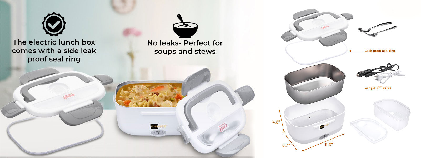 Forabest Electric Lunch Box | Heated Lunch Box That Heats Food