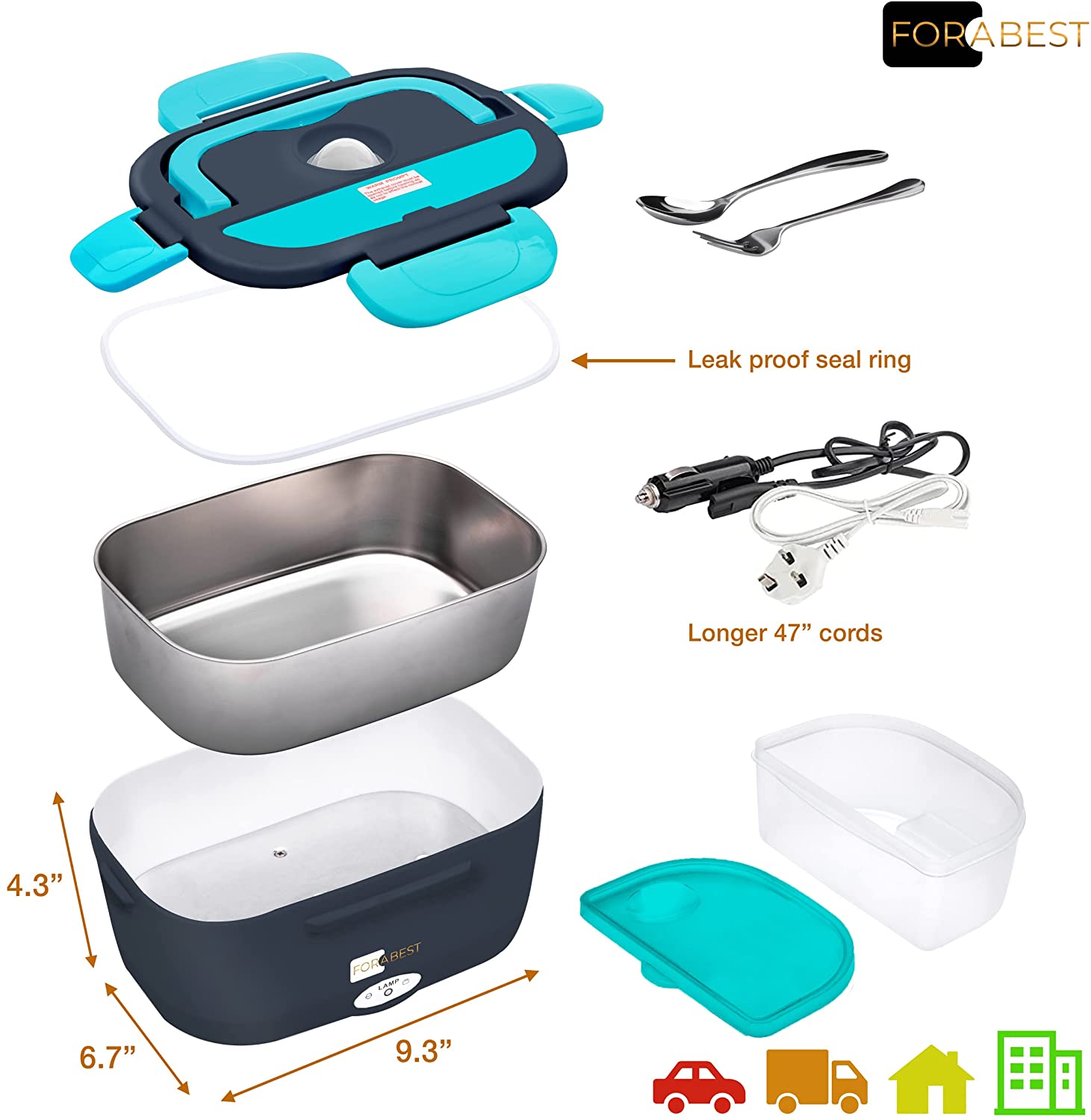 FORABEST Electric Lunch Box Food Heater Upgraded 60W Leakproof 2-in-1  Portable Food Warmer Lunch Box…See more FORABEST Electric Lunch Box Food  Heater